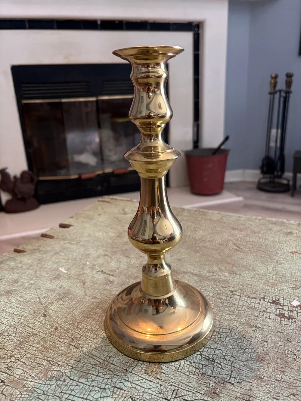 Vintage Polished Brass Baluster Candlestick Holder 10” Tall Single